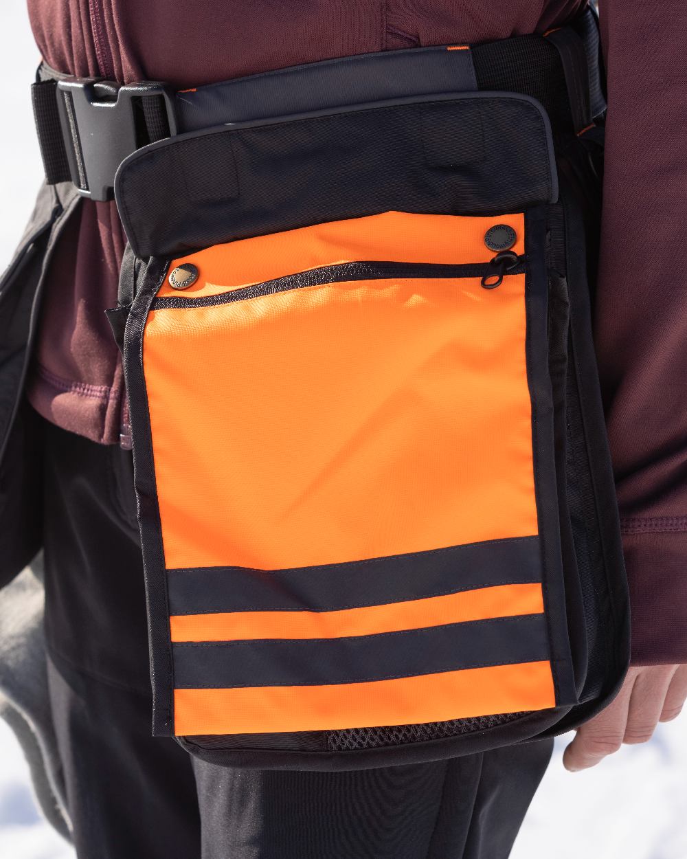 Black Dark Anthracite Coloured Pinewood Dog Sports Utility Belt on snow background 