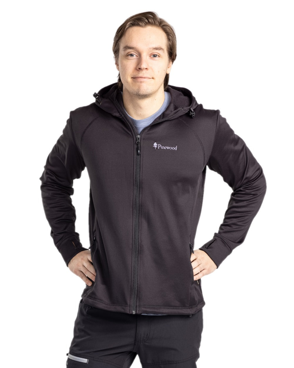 Black Coloured Pinewood Finnveden Hoodie on white background 