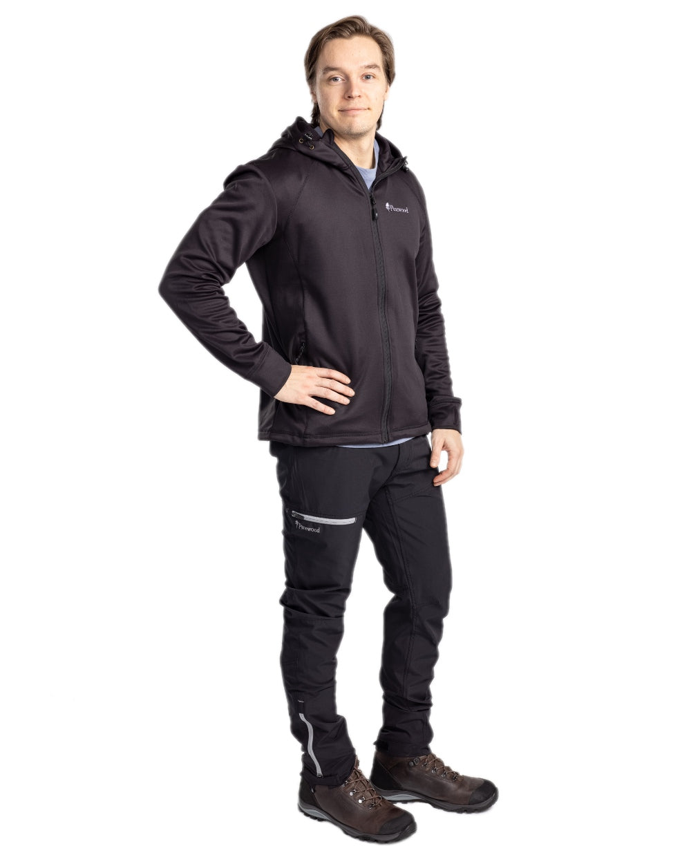 Black Coloured Pinewood Finnveden Hoodie on white background 