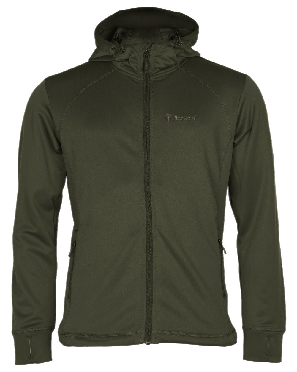 Moss Green Coloured Pinewood Finnveden Hoodie on white background 