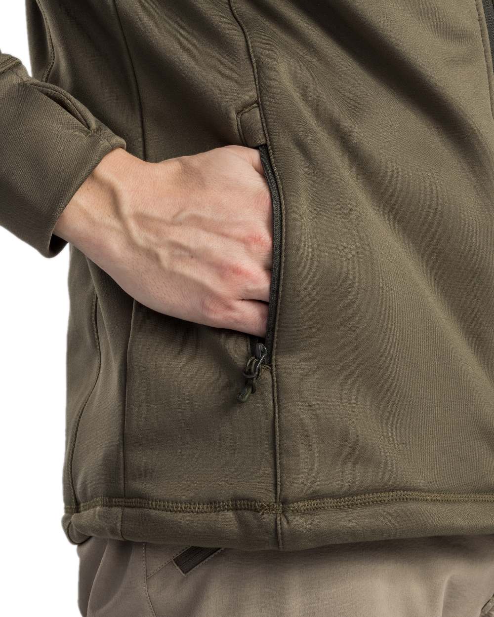 Olive Coloured Pinewood Finnveden Hoodie on white background 