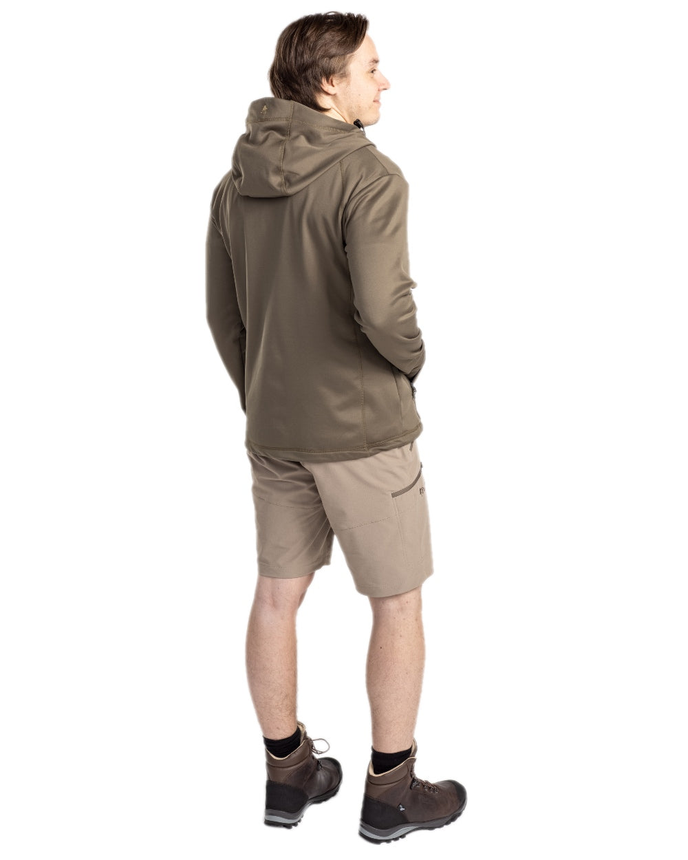 Olive Coloured Pinewood Finnveden Hoodie on white background 