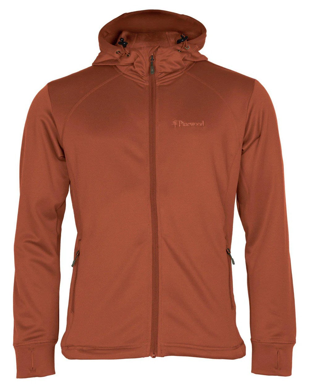 Terracotta coloured Pinewood Finnveden Hoodie on white background 