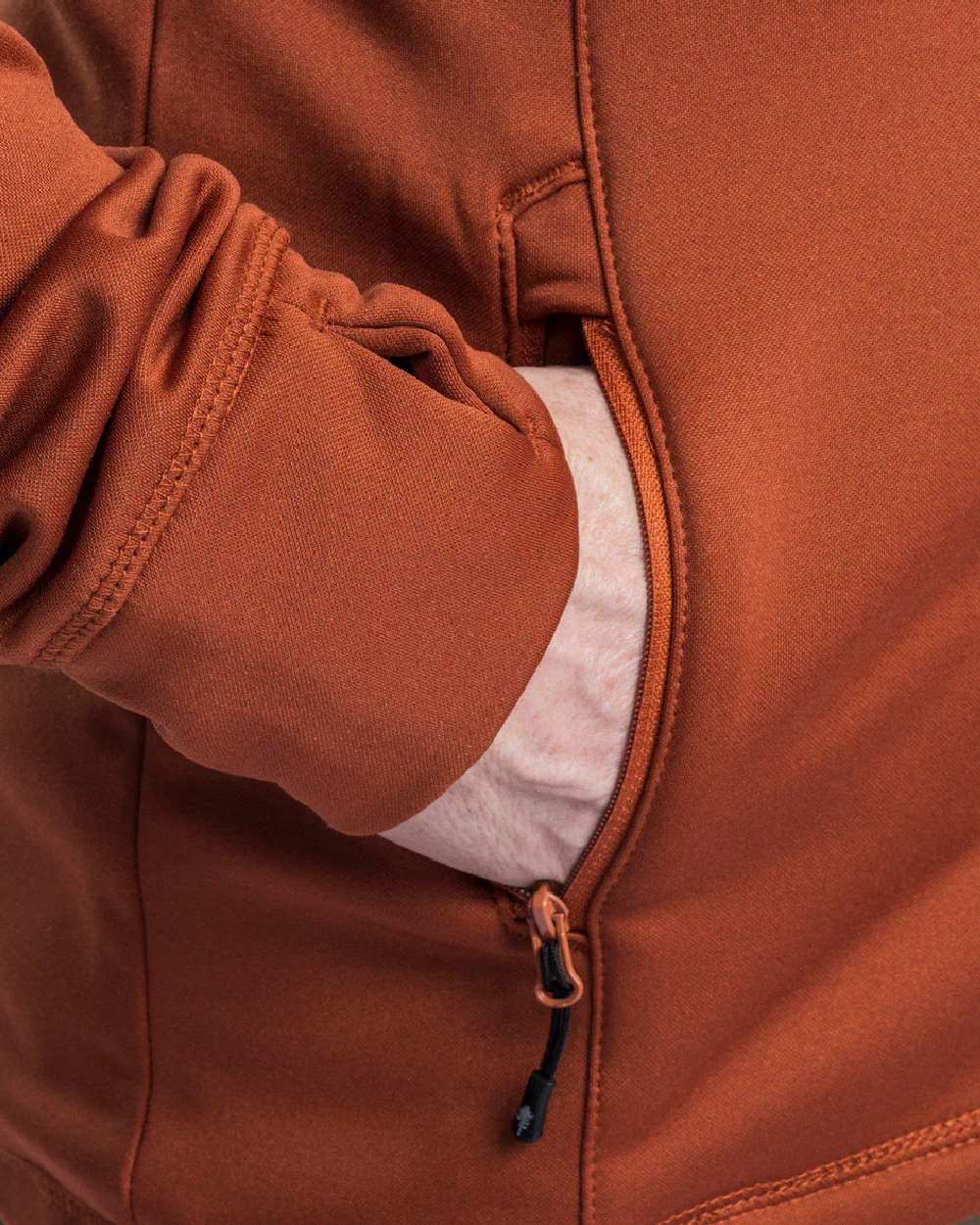Terracotta coloured Pinewood Finnveden Hoodie on white background 