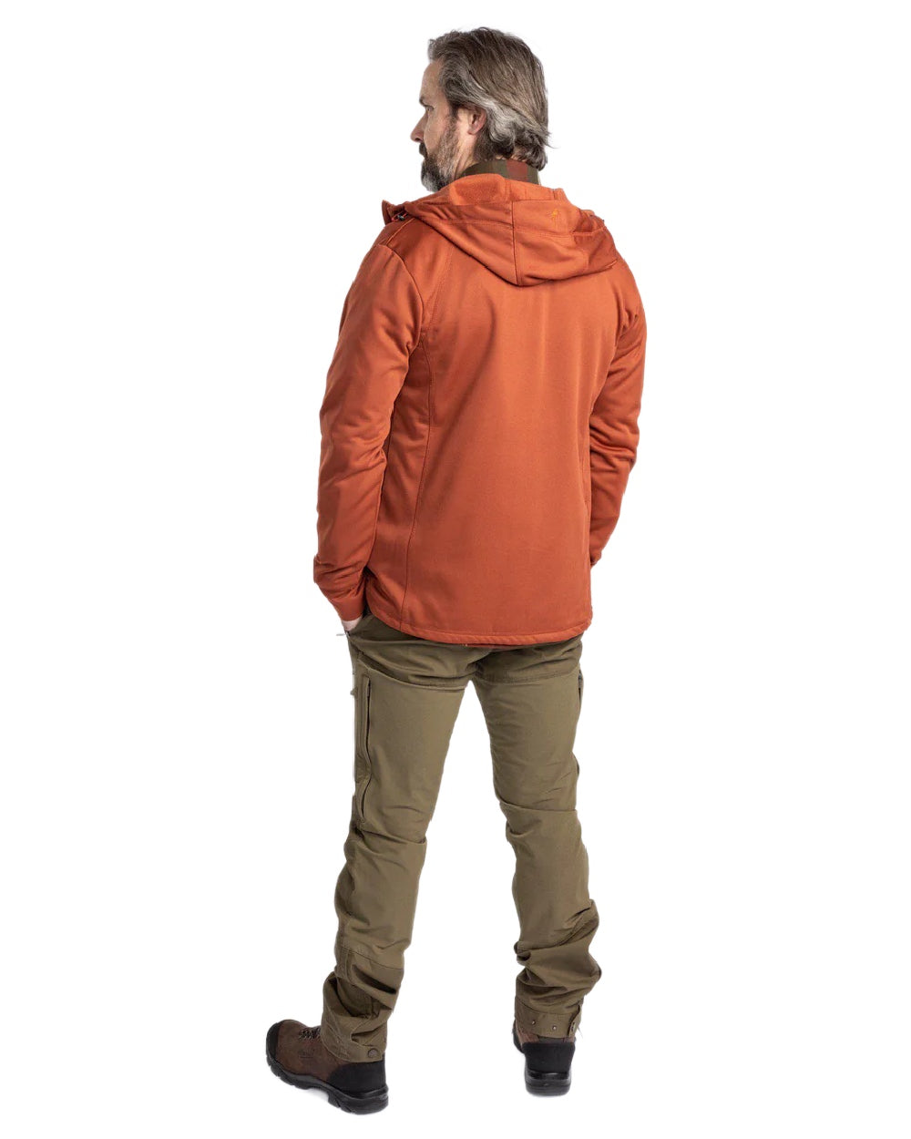 Terracotta coloured Pinewood Finnveden Hoodie on white background 