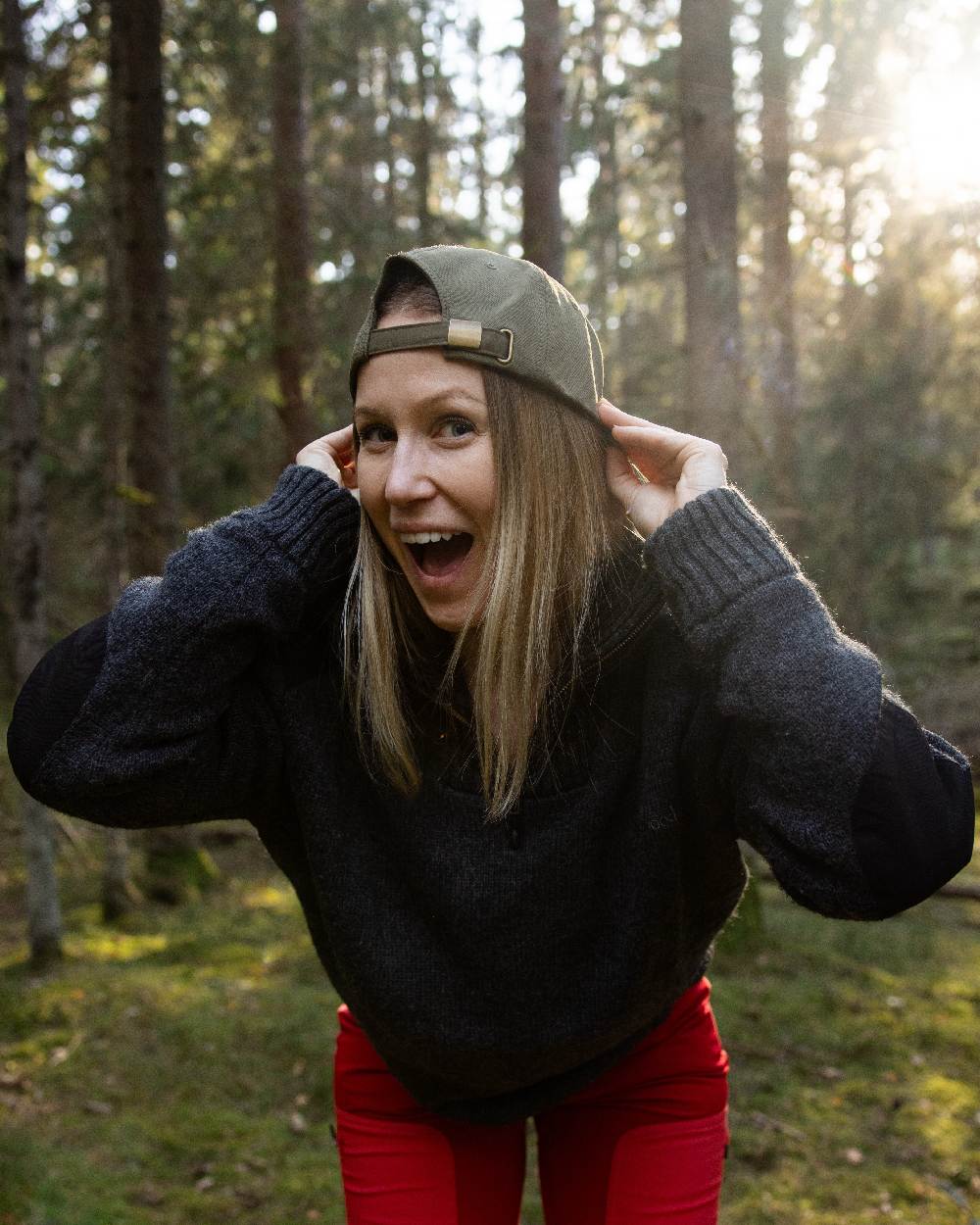 Dark Olive Hunting Olive Coloured Pinewood Finnveden Hybrid Cap on outdoor background 