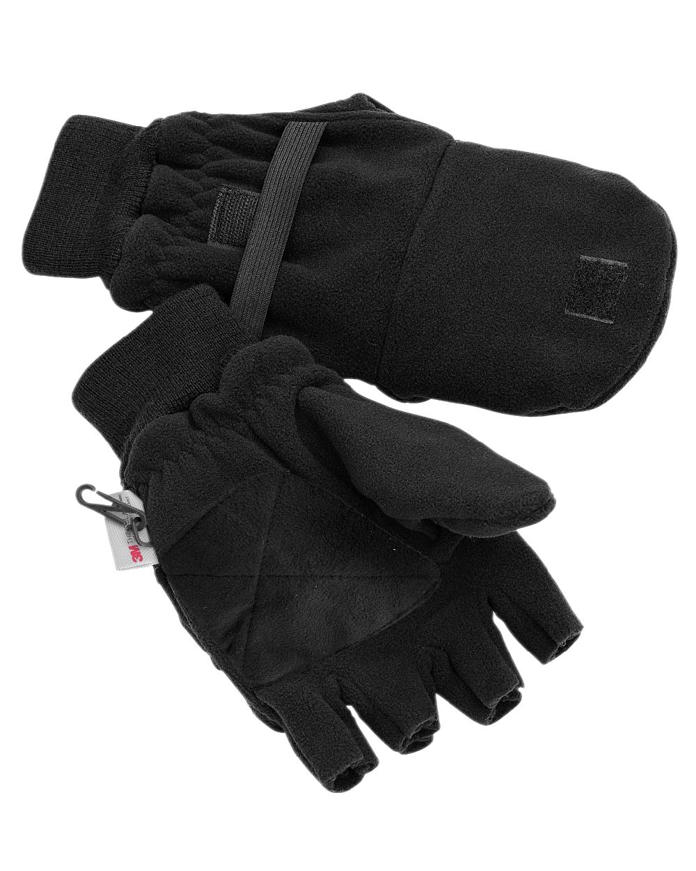 Black Coloured Pinewood Fishinghunting Gloves on white background 