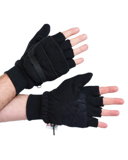 Black Coloured Pinewood Fishinghunting Gloves on white background 