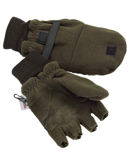 Hunting Green Coloured Pinewood Fishinghunting Gloves on white background 