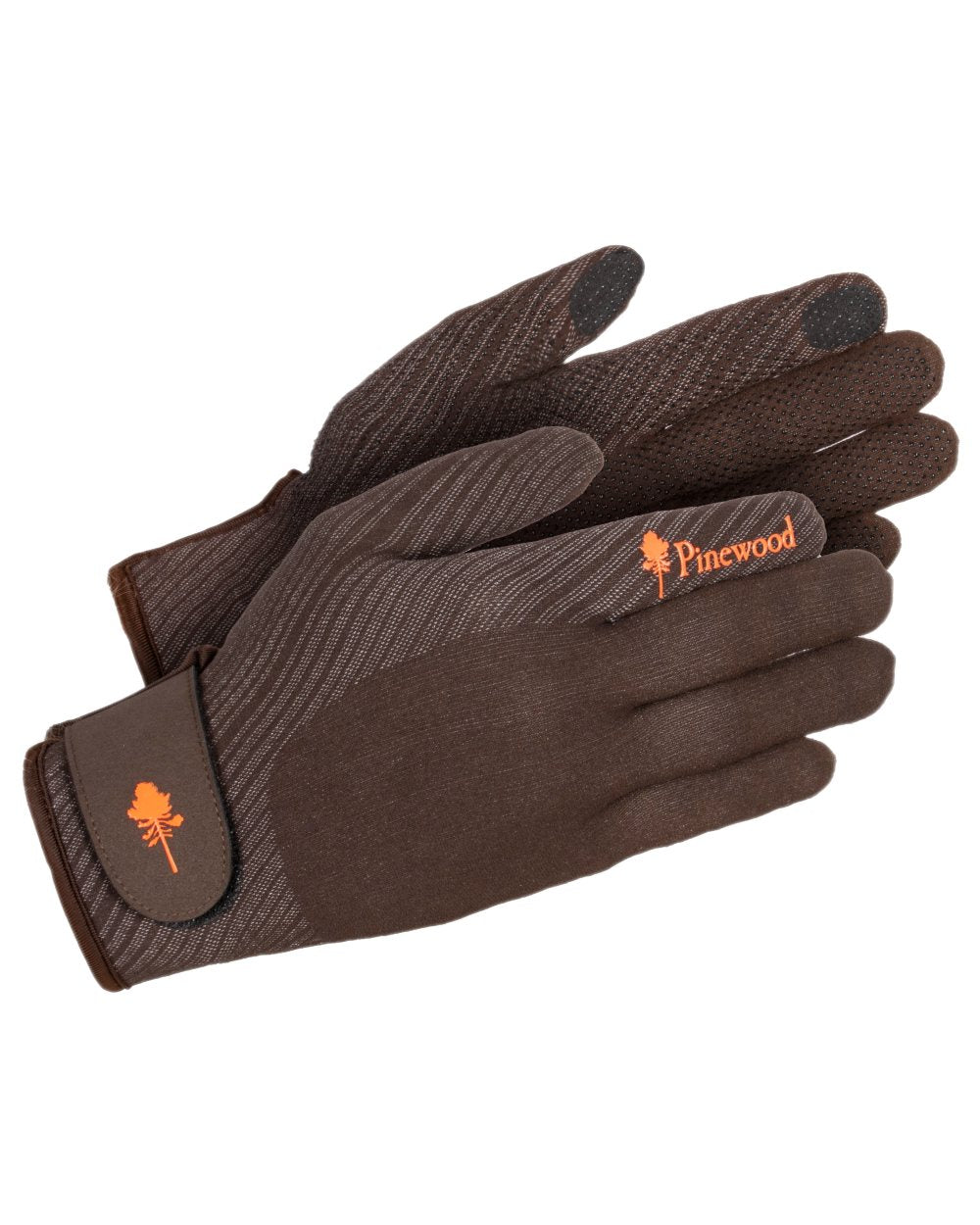 Mossgreen Dark Brown Coloured Pinewood Hunters Stretch Extreme Gloves on white background 