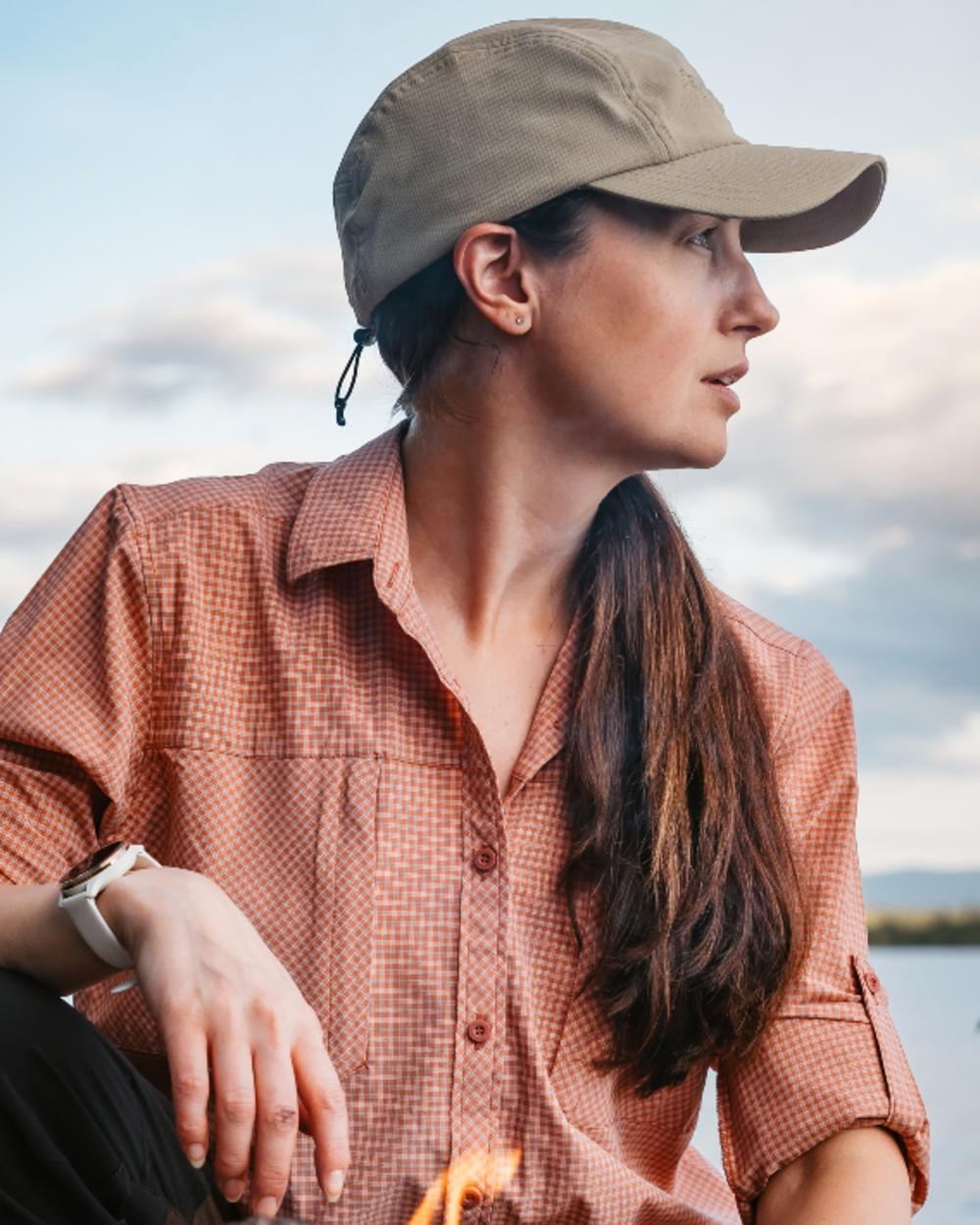 Light Khaki coloured Pinewood Insectsafe Cap on sky background 
