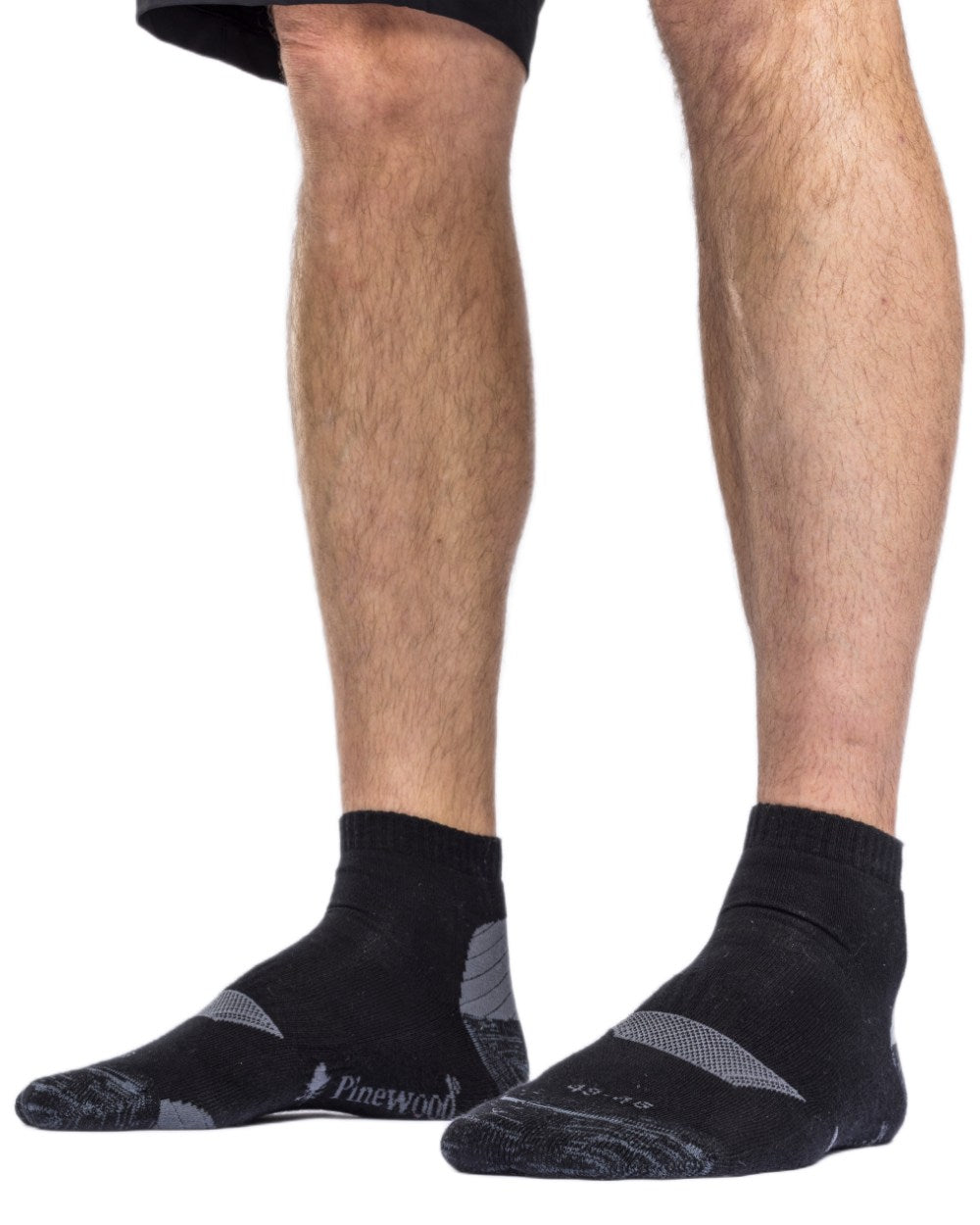 Black coloured Pinewood Insectsafe Cotton Mid Socks on white background 