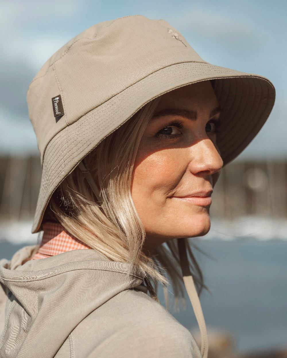 Light Khaki Coloured Pinewood Insectsafe Hat on outdoor background 