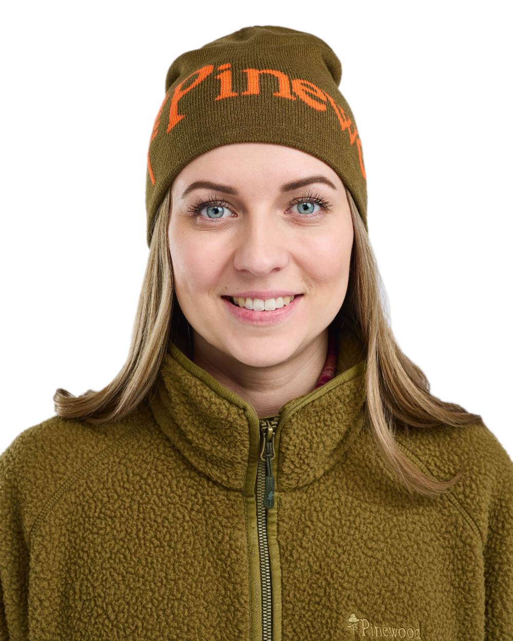 Green Orange Coloured Pinewood Melange Hat on white background 