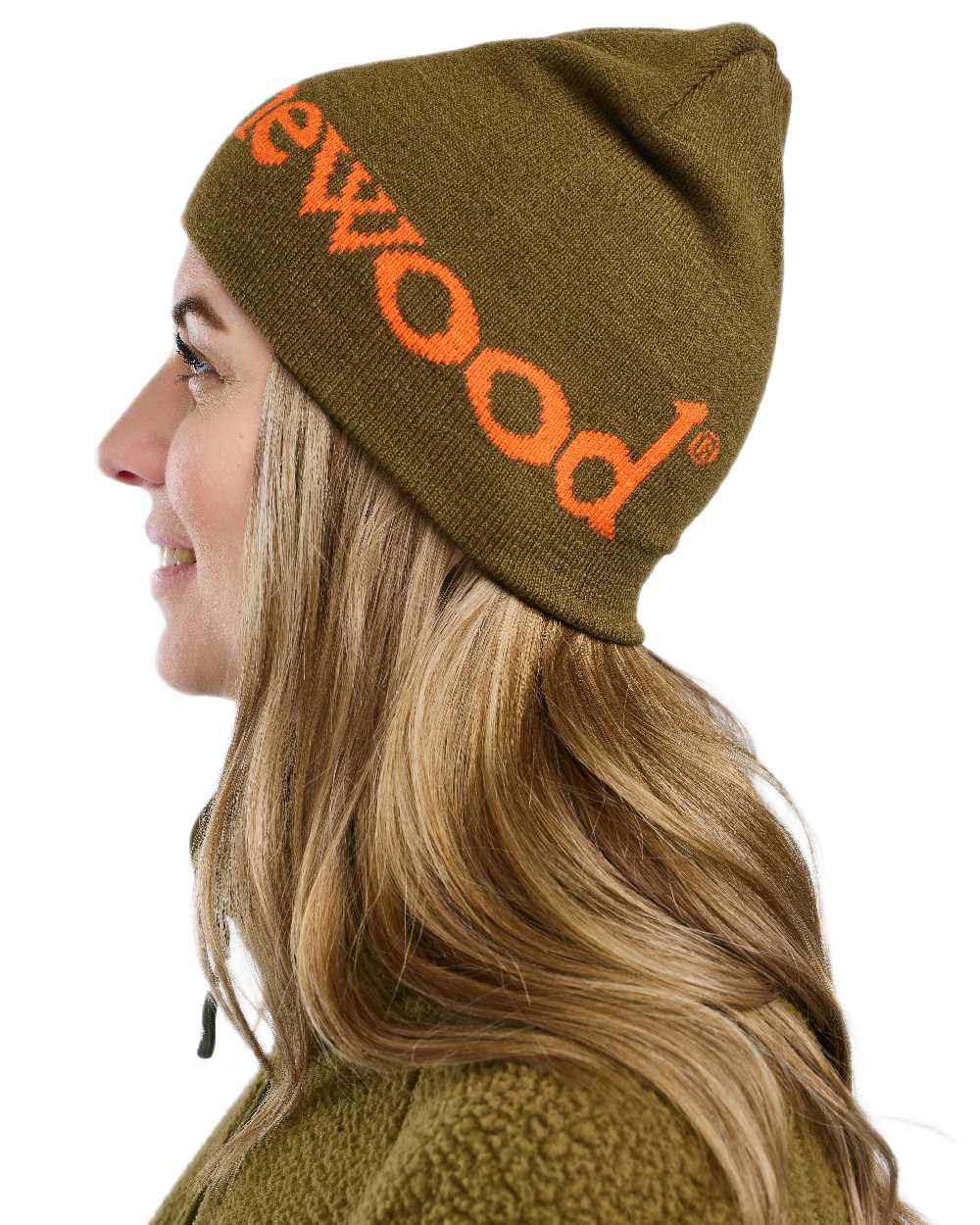 Green Orange Coloured Pinewood Melange Hat on white background 