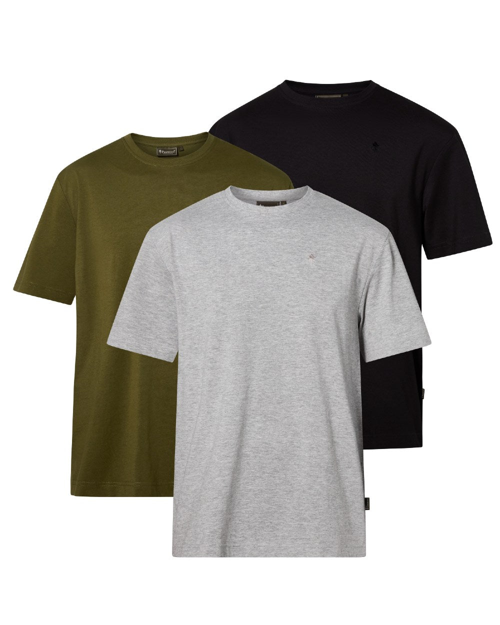 Grey Melange Pine Black coloured Pinewood Mens 3 Pack T-Shirt on white background 