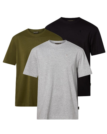 Grey Melange Pine Black coloured Pinewood Mens 3 Pack T-Shirt on white background 