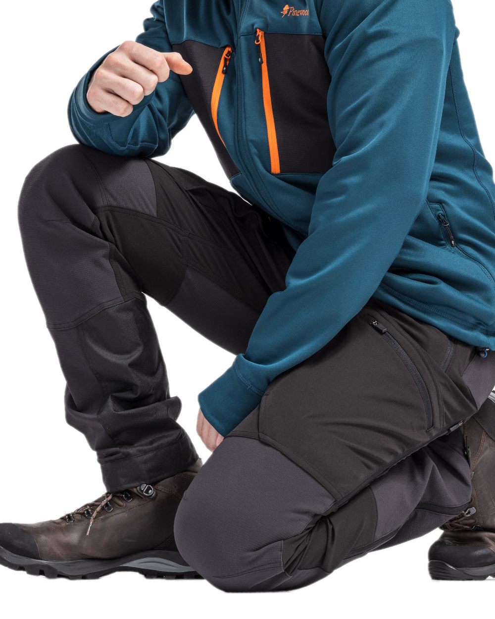 Black Coloured Pinewood Mens Abisko Adventure Trousers on white background 