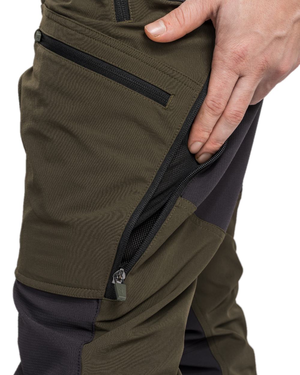 Moss Green Coloured Pinewood Mens Abisko Adventure Trousers on white background 