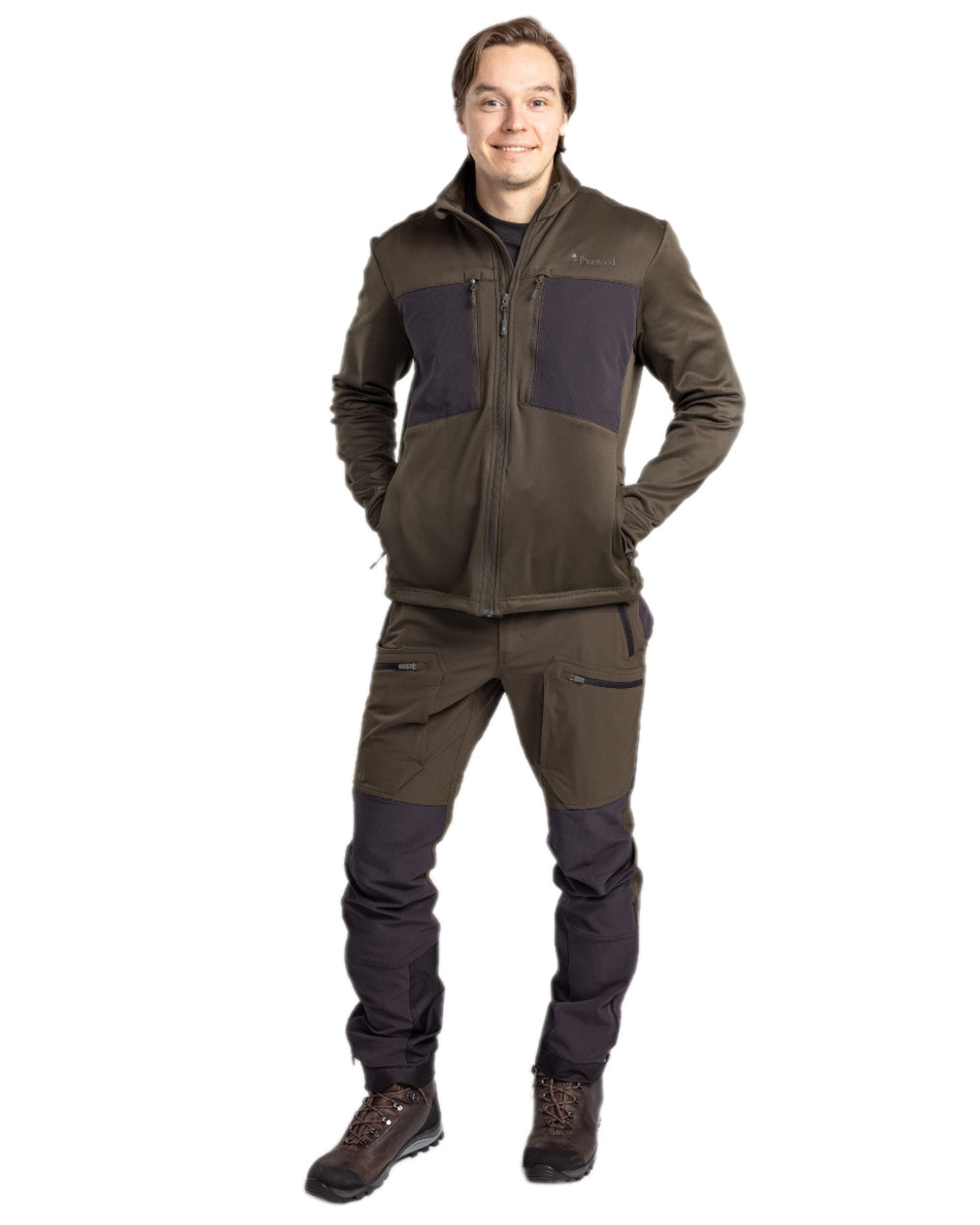 Moss Green Coloured Pinewood Mens Abisko Adventure Trousers on white background 