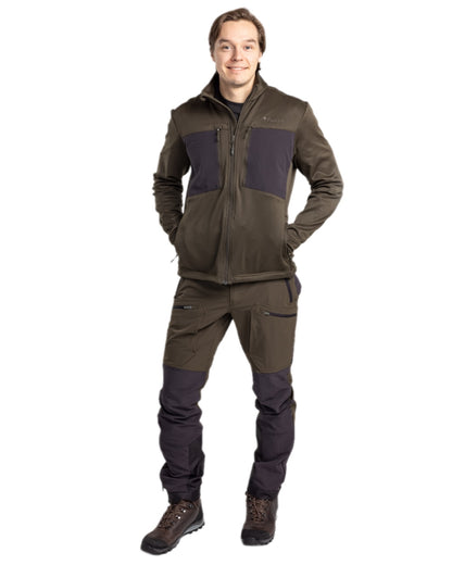 Moss Green Coloured Pinewood Mens Abisko Adventure Trousers on white background 