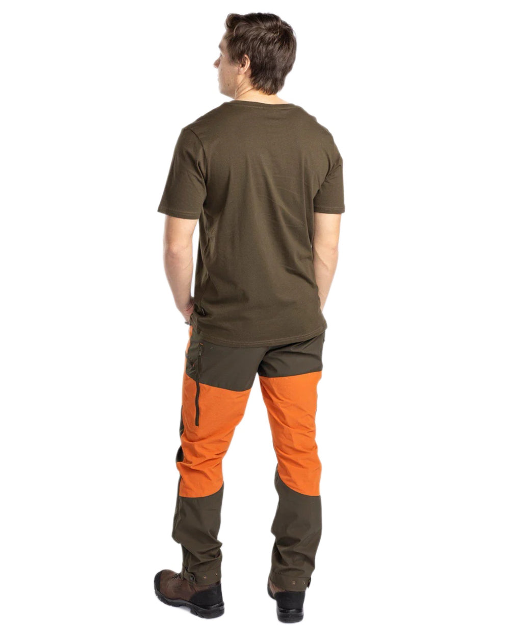 Burned Orange Mossgreen Coloured Pinewood Mens Abisko Brenton Trousers on white background 