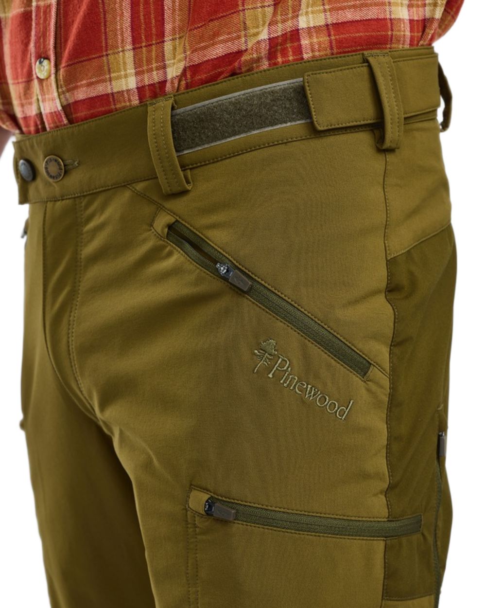 Olive Green Hunting Olive Coloured Pinewood Mens Abisko Brenton Trousers on white background 