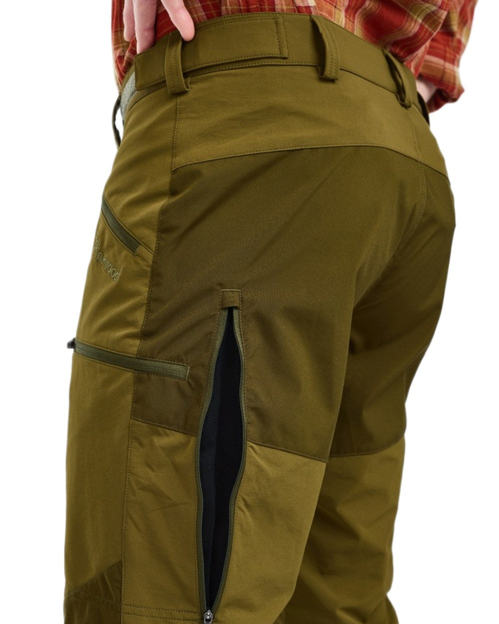 Olive Green Hunting Olive Coloured Pinewood Mens Abisko Brenton Trousers on white background 
