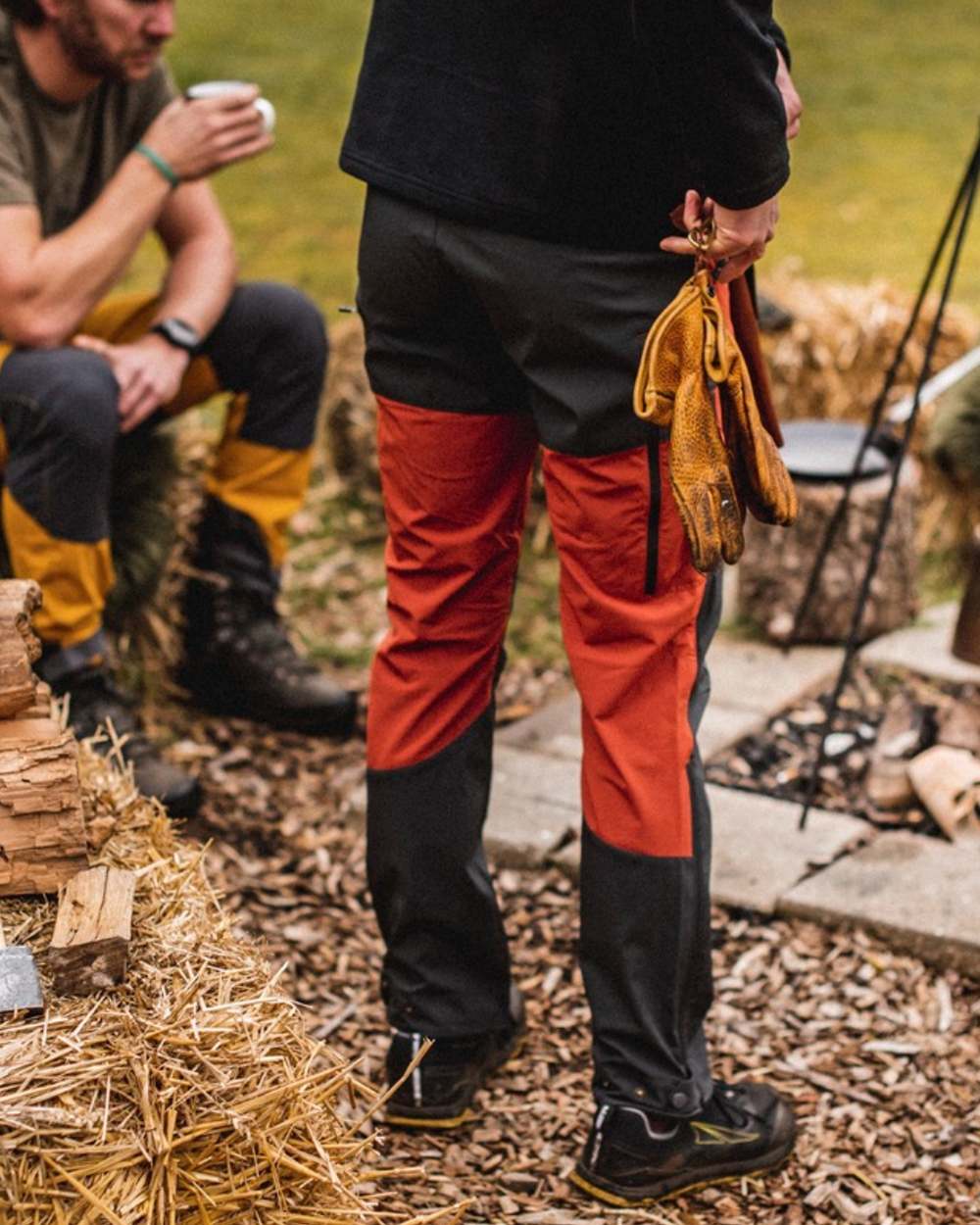 Terracotta Dark Anthracite Coloured Pinewood Mens Abisko Brenton Trousers on outdoor background 