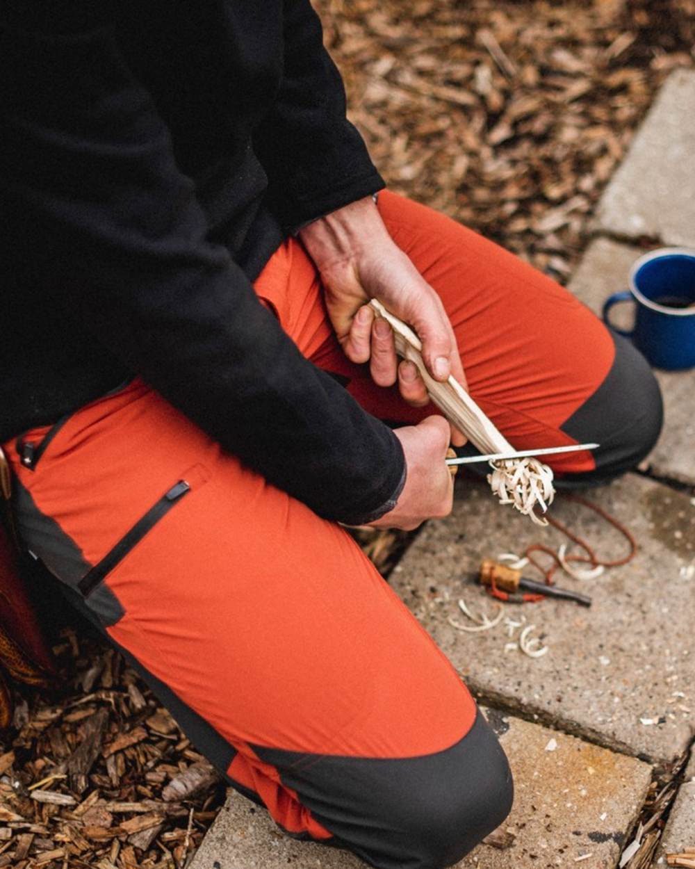 Terracotta Dark Anthracite Coloured Pinewood Mens Abisko Brenton Trousers on outdoor background 