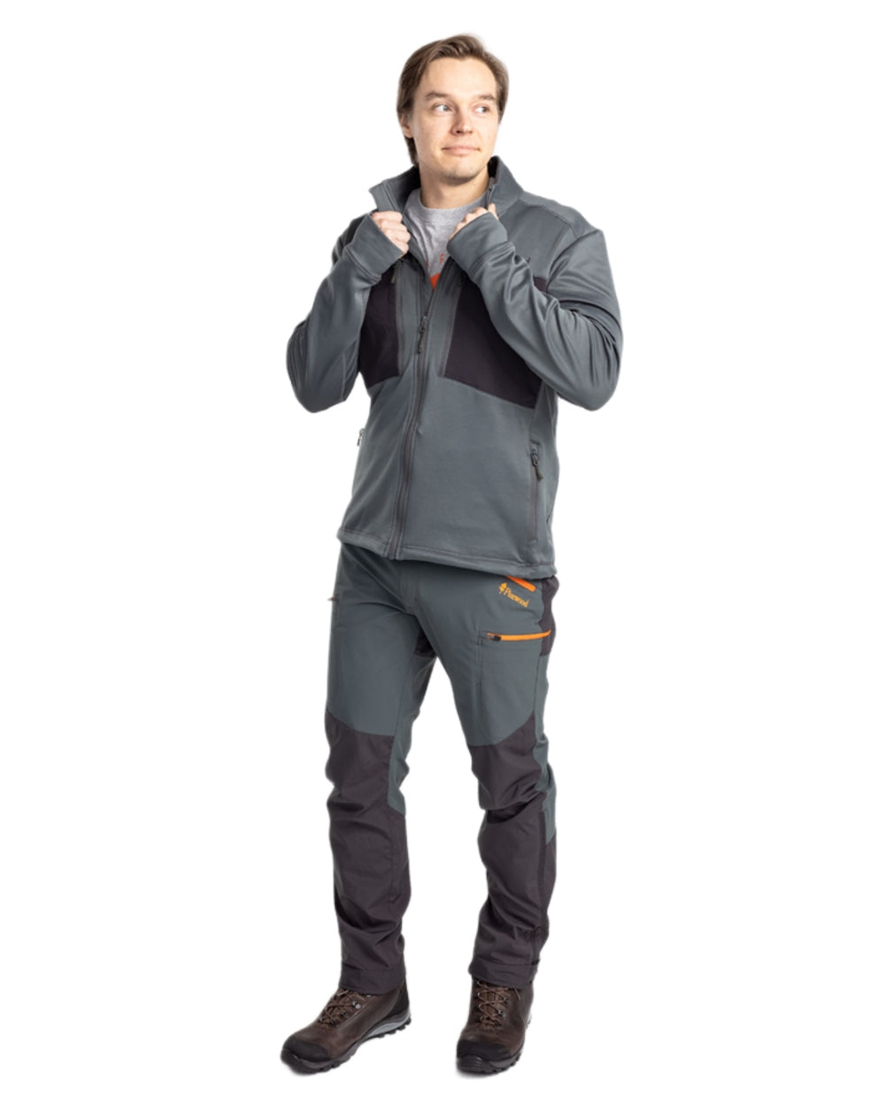 Urban Grey Dark Anthracite Coloured Pinewood Mens Abisko Brenton Trousers on white background 