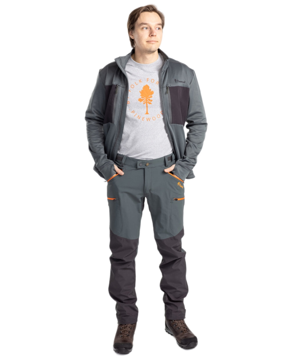 Urban Grey Dark Anthracite Coloured Pinewood Mens Abisko Brenton Trousers on white background 