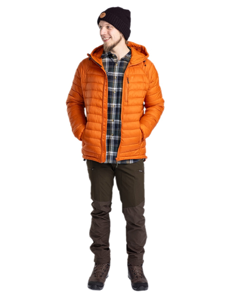 Burned Orange Coloured Pinewood Mens Abisko Insulation Jacket on white background 