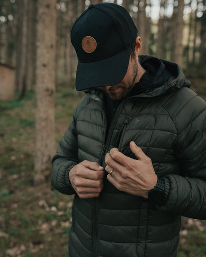 Clover Green Coloured Pinewood Mens Abisko Insulation Jacket on outdoor background 