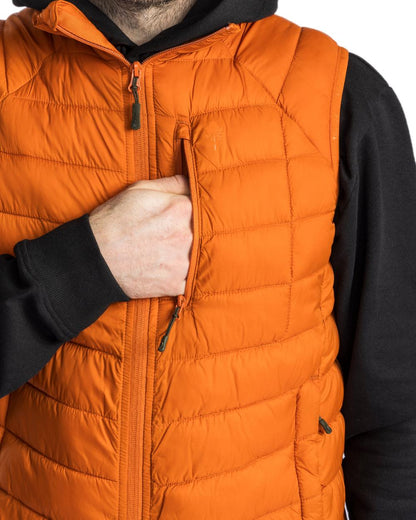 Burned Orange Coloured Pinewood Mens Abisko Insulation Vest on white background 