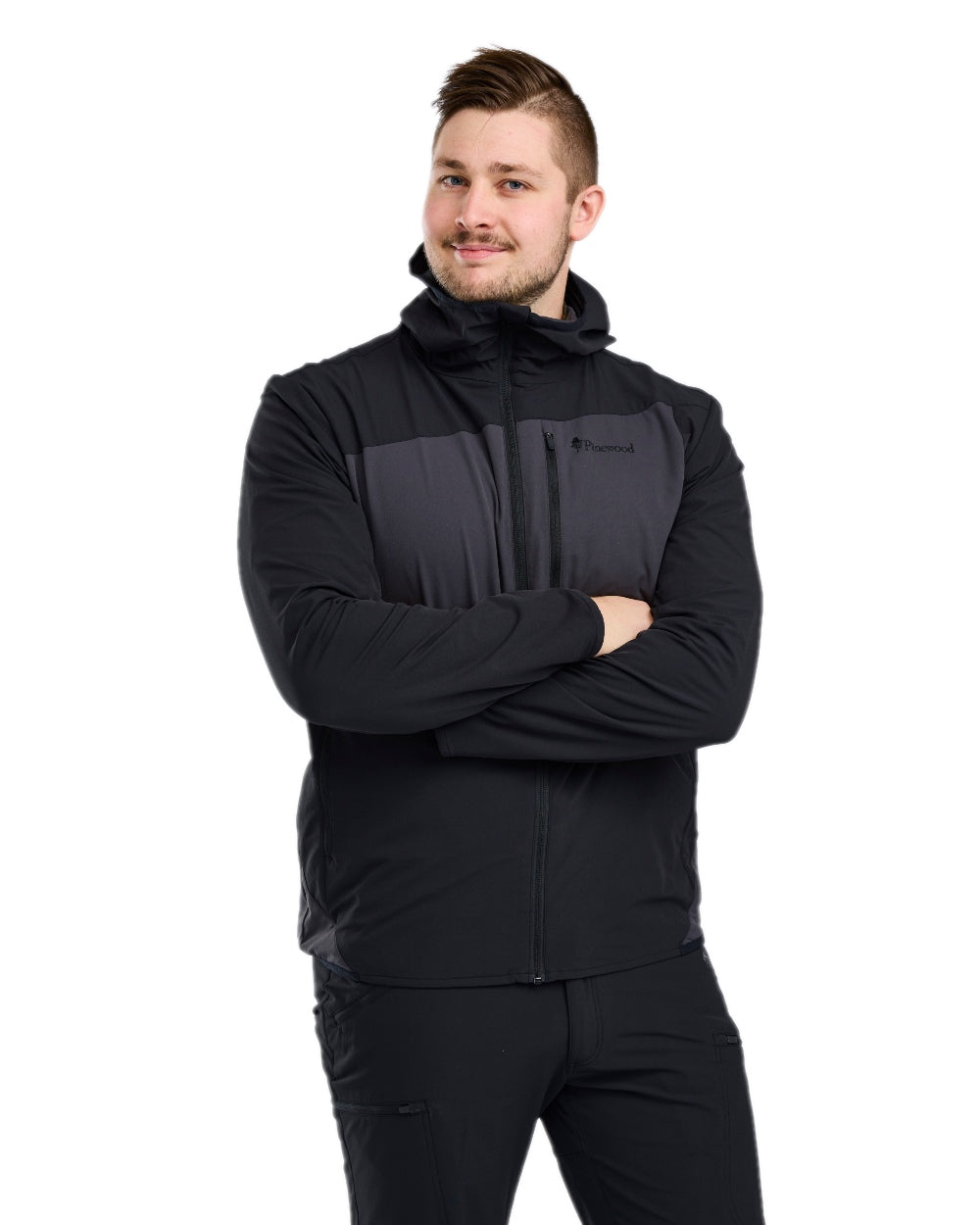 Black Dark Anthracite Coloured Pinewood Mens Abisko Light Stretch Jacket on white background 