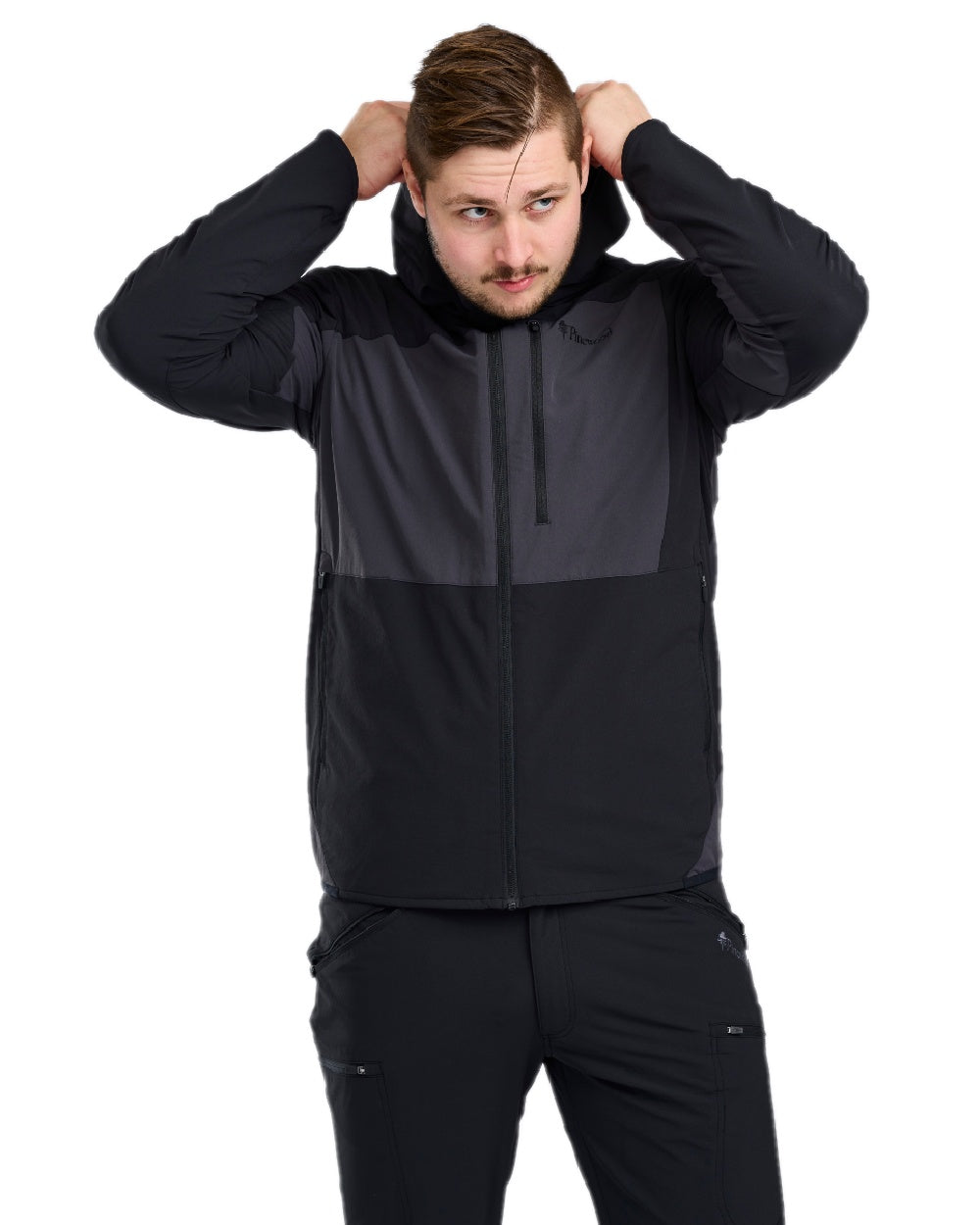 Black Dark Anthracite Coloured Pinewood Mens Abisko Light Stretch Jacket on white background 