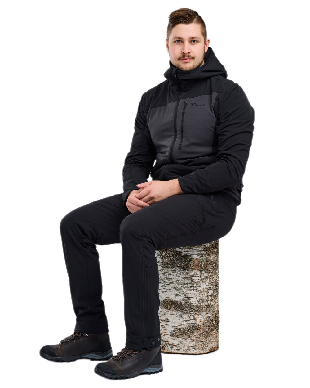 Black Dark Anthracite Coloured Pinewood Mens Abisko Light Stretch Jacket on white background 