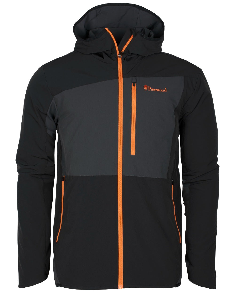 Dark Anthracite Black Coloured Pinewood Mens Abisko Light Stretch Jacket on white background 