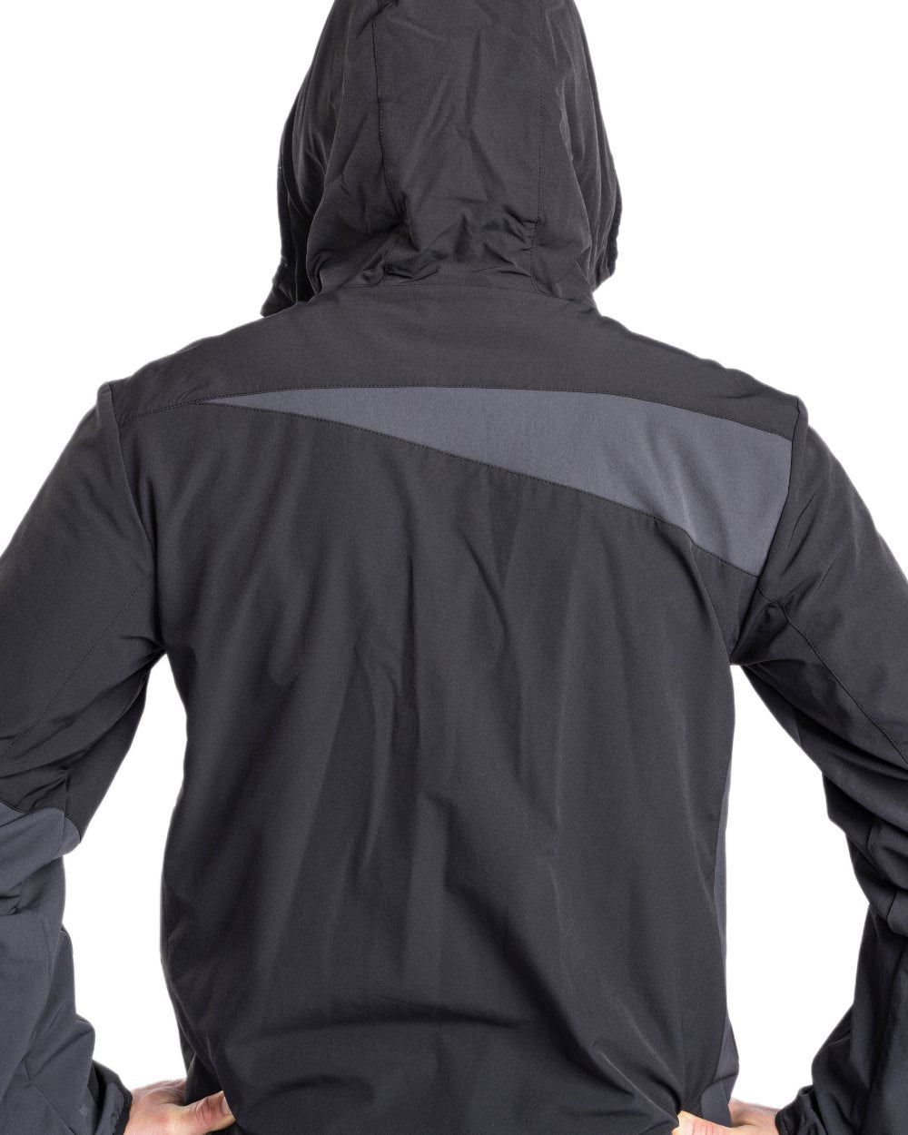 Dark Anthracite Black Coloured Pinewood Mens Abisko Light Stretch Jacket on white background 