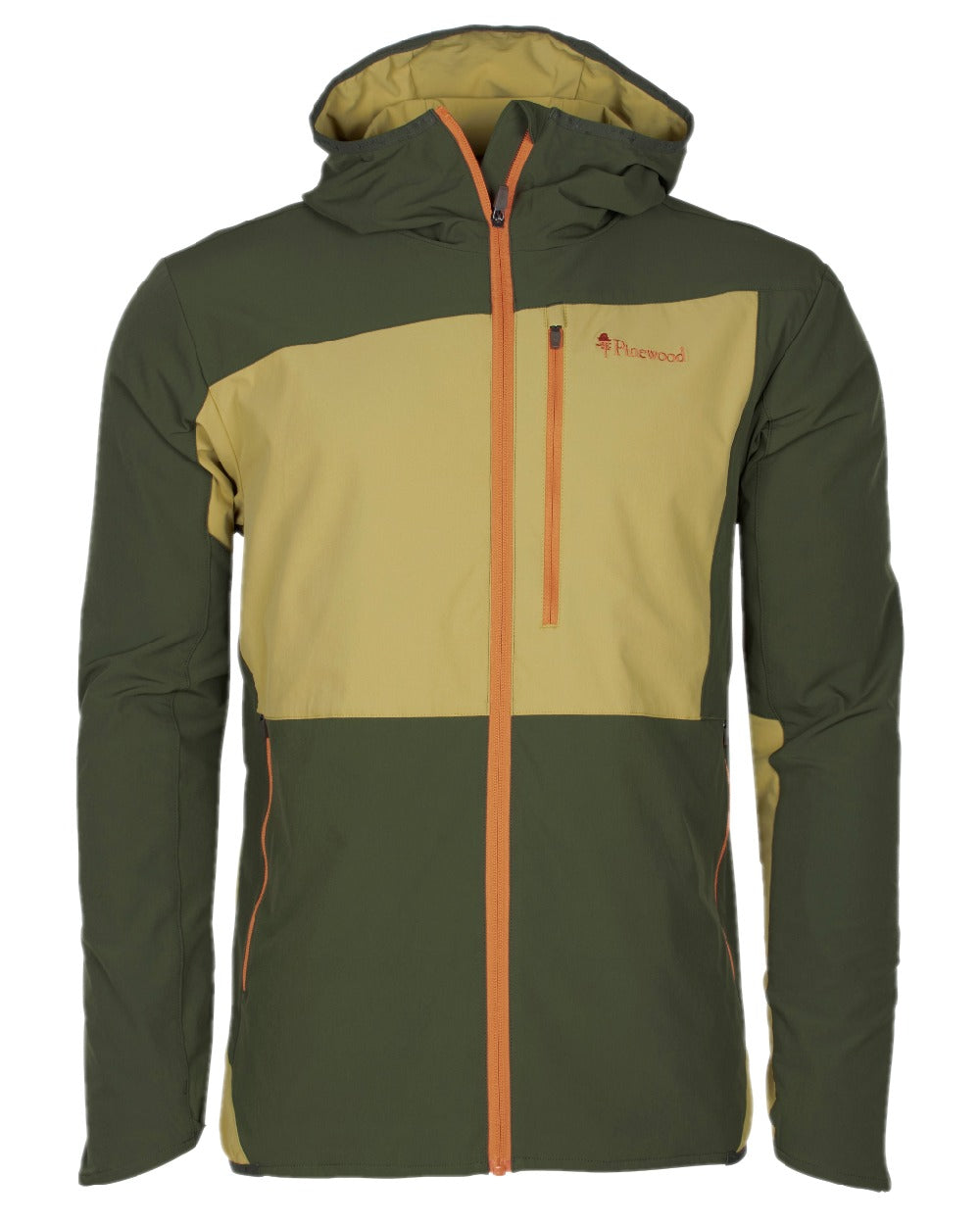 Golden Hay Mossgreen Coloured Pinewood Mens Abisko Light Stretch Jacket on white background 