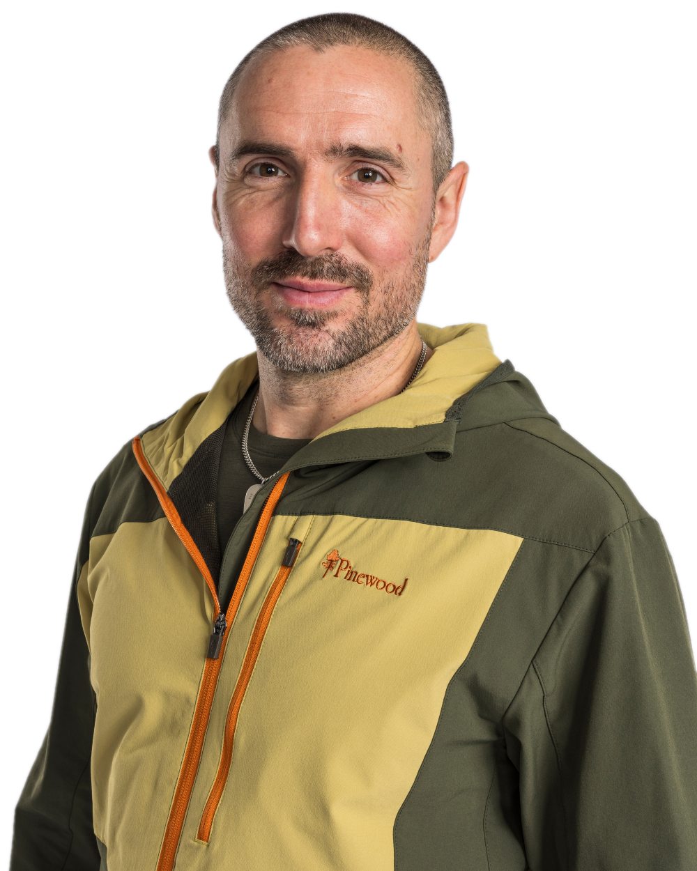 Golden Hay Mossgreen Coloured Pinewood Mens Abisko Light Stretch Jacket on white background 