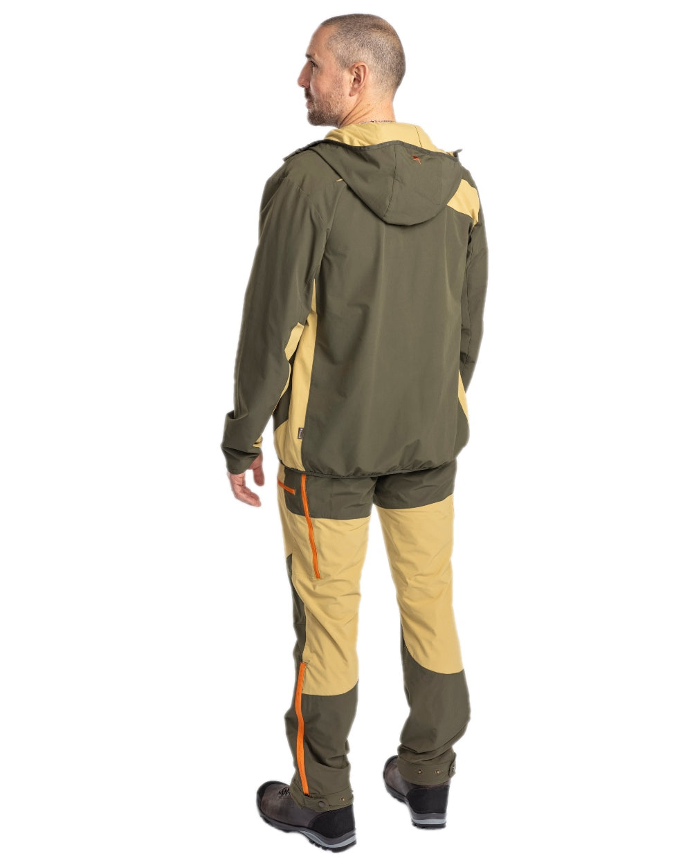 Golden Hay Mossgreen Coloured Pinewood Mens Abisko Light Stretch Jacket on white background 