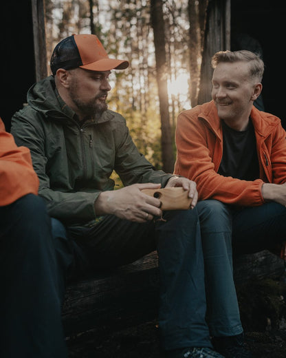 Mossgreen Coloured Pinewood Mens Abisko Light Stretch Jacket on outdoor background 