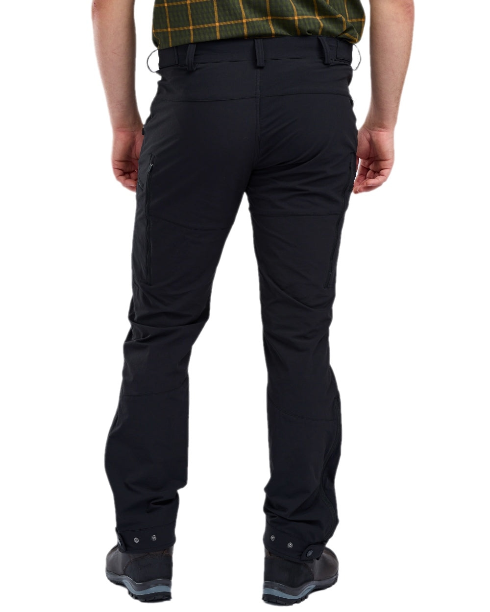 Black Coloured Pinewood Mens Abisko Light Stretch Trousers on white background 