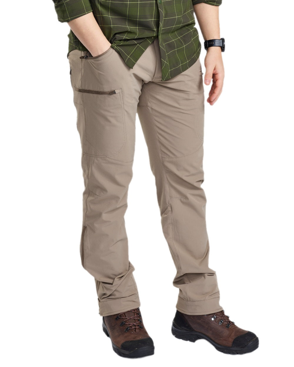 Mole Brown Coloured Pinewood Mens Abisko Light Stretch Trousers on white background 