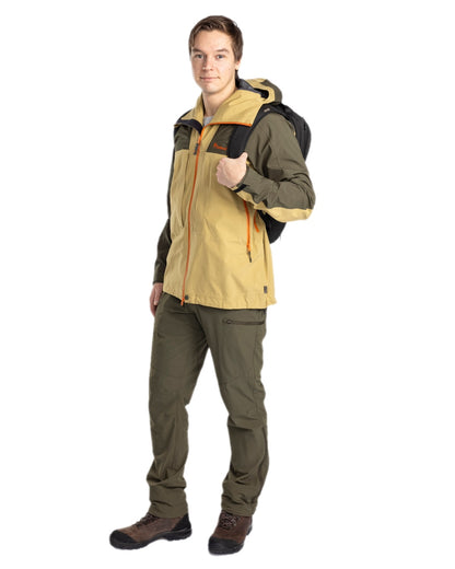 Mossgreen Coloured Pinewood Mens Abisko Light Stretch Trousers on white background 