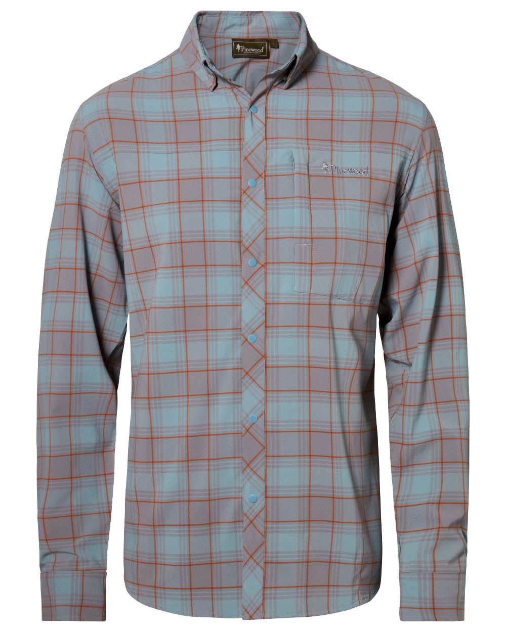 Aqua Grey coloured Pinewood Mens Abisko Trekking InsectSafe Long Sleeve Shirt on white background 