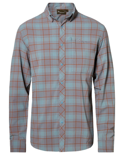 Aqua Grey coloured Pinewood Mens Abisko Trekking InsectSafe Long Sleeve Shirt on white background 