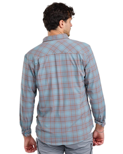 Aqua Grey coloured Pinewood Mens Abisko Trekking InsectSafe Long Sleeve Shirt on white background 